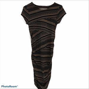 Black/Metallic Striped Maternity Dress